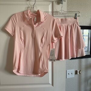 Lululemon Pink Polo Shirt and Skirt Set